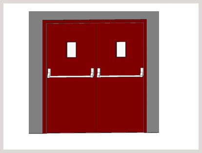 Double Leaf Fire Door with Vision Panel and Panic Bars